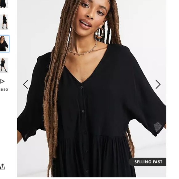 Asos In the Style Black Trapeze Midi Dress Tunic - Picture 3 of 11